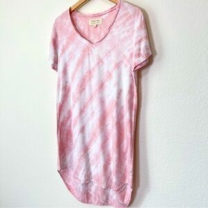Anthropologie Cloth & Stone Boho Pink Tie Dye Shirt Dress
